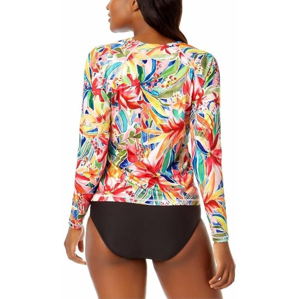 Hurley Womens UPF 50+ Long Sleeve Tropical Print Rashguard Surf Swim Beach Large - Picture 3 of 9